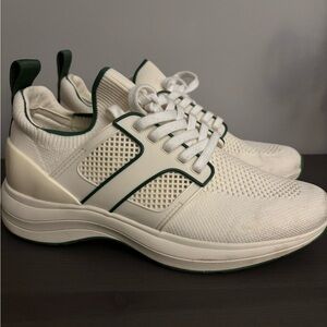 Tory Burch T Sock Runner Engineered Knit Sneaker Ivory Green